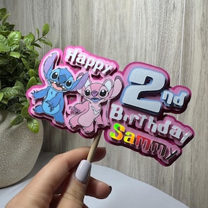 Custom Stitch & Angel Birthday Cake Topper: Lilo and Stitch Party Decor