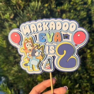 Personalized Bluey Birthday Cake Topper: Custom Cardstock Party Decor