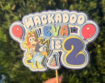 Personalized Bluey Birthday Cake Topper: Custom Cardstock Party Decor