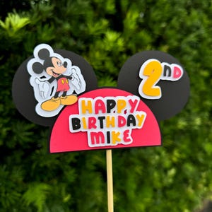 Custom Mickey Mouse Cake Topper: Personalized Birthday Party Decor