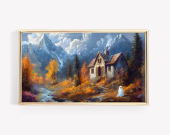 Halloween Ghost in Autumn Mountains Oil Painting for Samsung Frame TV (Digital Download)