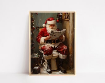Funny Santa Toilet Print, Christmas Bathroom Humor (Digital Download)