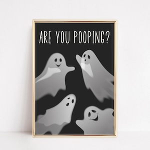 Lustige Geister Halloween Badezimmer Druck, Gruselige Restroom Kunst (Digitaler Download)