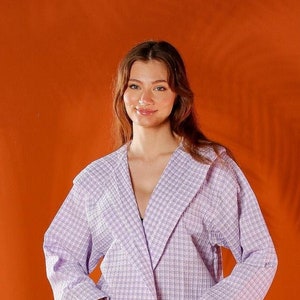 Organic Cotton Waffle Bathrobe: Long Hooded Dressing Gown
