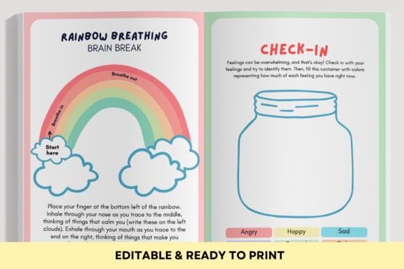 Mindful Scripted Breathing Cards for Kids Teens, Anxiety Coping Calming ...