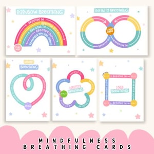 Tarjetas de respiración consciente con guión para niños y adolescentes, herramientas para calmar la ansiedad y afrontar la ansiedad, técnica de conexión a tierra para ayuda psicológica del consejero escolar