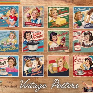 Vintage amerikanische Werbung druckbare Retro Ephemera Poster Illustrationen Handwerk Papier Collage Kunst Werbung Junk Journal Digitaler Download