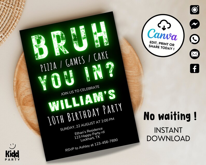 Bruh It's My 11th Birthday Banner – Blaue Glitzer Wimpelkette Für Jungs – Teenager Geburtstagsdeko