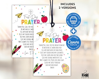 Back to School Prayer Card, First Day of School Blessing, Printable Student Backpack Tag