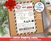 Editable Santa Shipping Label, North Pole Mail Stickers, Printable Santa's Workshop Gift Tag SL1