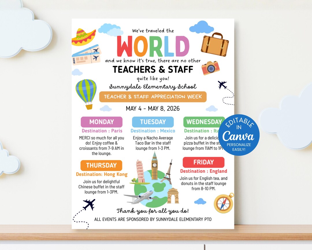 World Travel Teacher Appreciation Week Flyer, International Theme ...