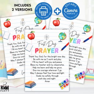 First Day of School Prayer Tag, Printable Back to School Prayer Gift Tag, Sunday School Prayer Tag, Editable Blessing Card, Canva PC5