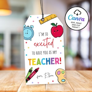 First Day Of School Teacher Gift Tag From Student, Printable Back To School Gift Tag For Teacher, New Teacher Gift Teacher Appreciation ST10