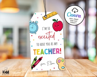 First Day Of School Teacher Gift Tag From Student, Printable Back To School Gift Tag For Teacher, New Teacher Gift Teacher Appreciation ST10