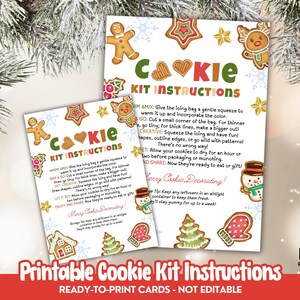 Druckbare Weihnachtsplätzchen Anleitungskarte, DIY Cookie Kit Anleitung Druckbare Cookie Dekorierung, DIY Cookie Geschenk, Wichtel CKI1