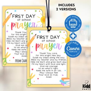 First Day of School Prayer Tag, Printable Back to School Prayer Gift Tag, Sunday School Prayer Tag, Editable Blessing Card, Canva PC6