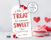 Valentine's Day Tag, Sweet Treat, Valentine Gift Label, Kids School Printable Tags, Classroom Treat Bags, Editable Happy Valentines Day VD3