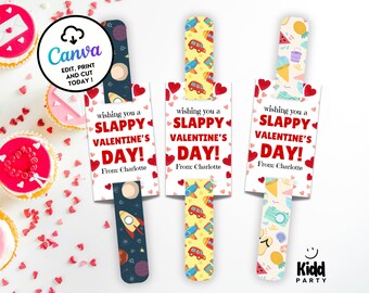 Editable Slap Bracelet Valentine's Day Gift Tag, Slappy Valentine's Day, School Gift Valentine Day Tag, School Printable Classroom Favor VD6