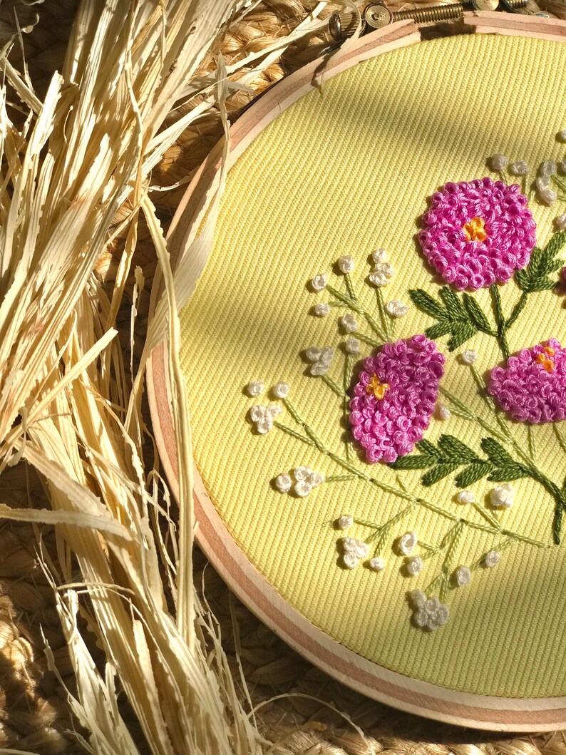 Finished Embroidered Hoop Wall Art Floral Embroidery Home Decor ...