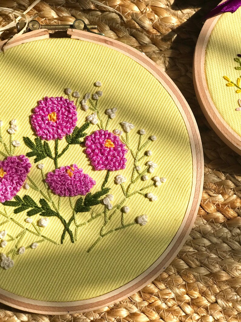Finished Embroidered Hoop Wall Art Floral Embroidery Home Decor ...