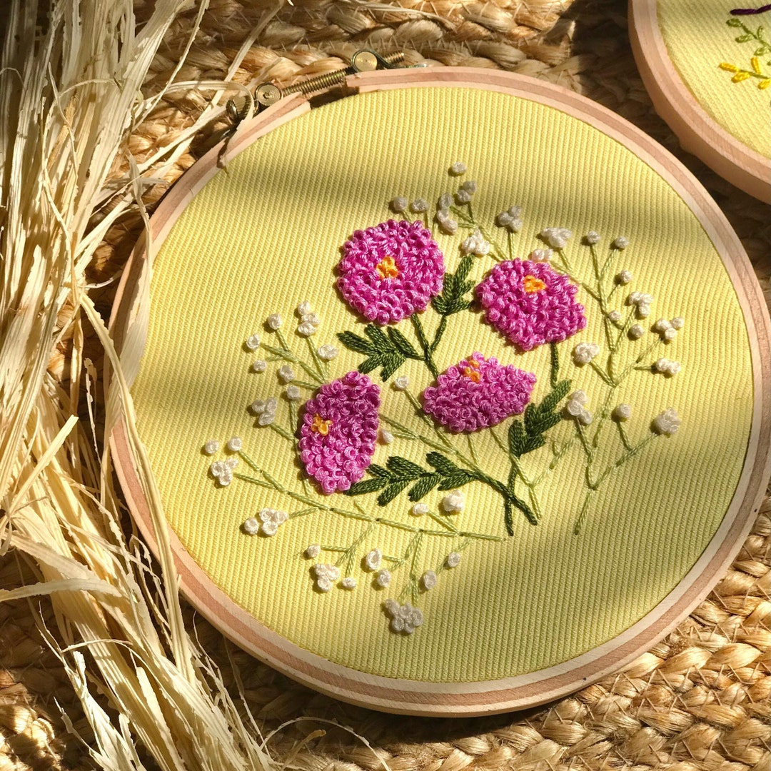 Finished Embroidered Hoop Wall Art Floral Embroidery Home Decor ...