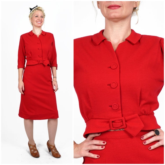 two piece red suit