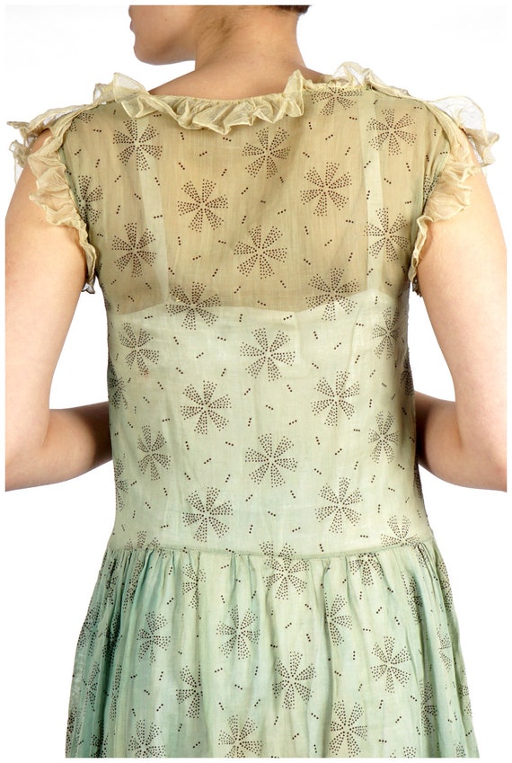 Vintage 1920s 20s Pastel Green Sheer Sleeveless C… - image 4