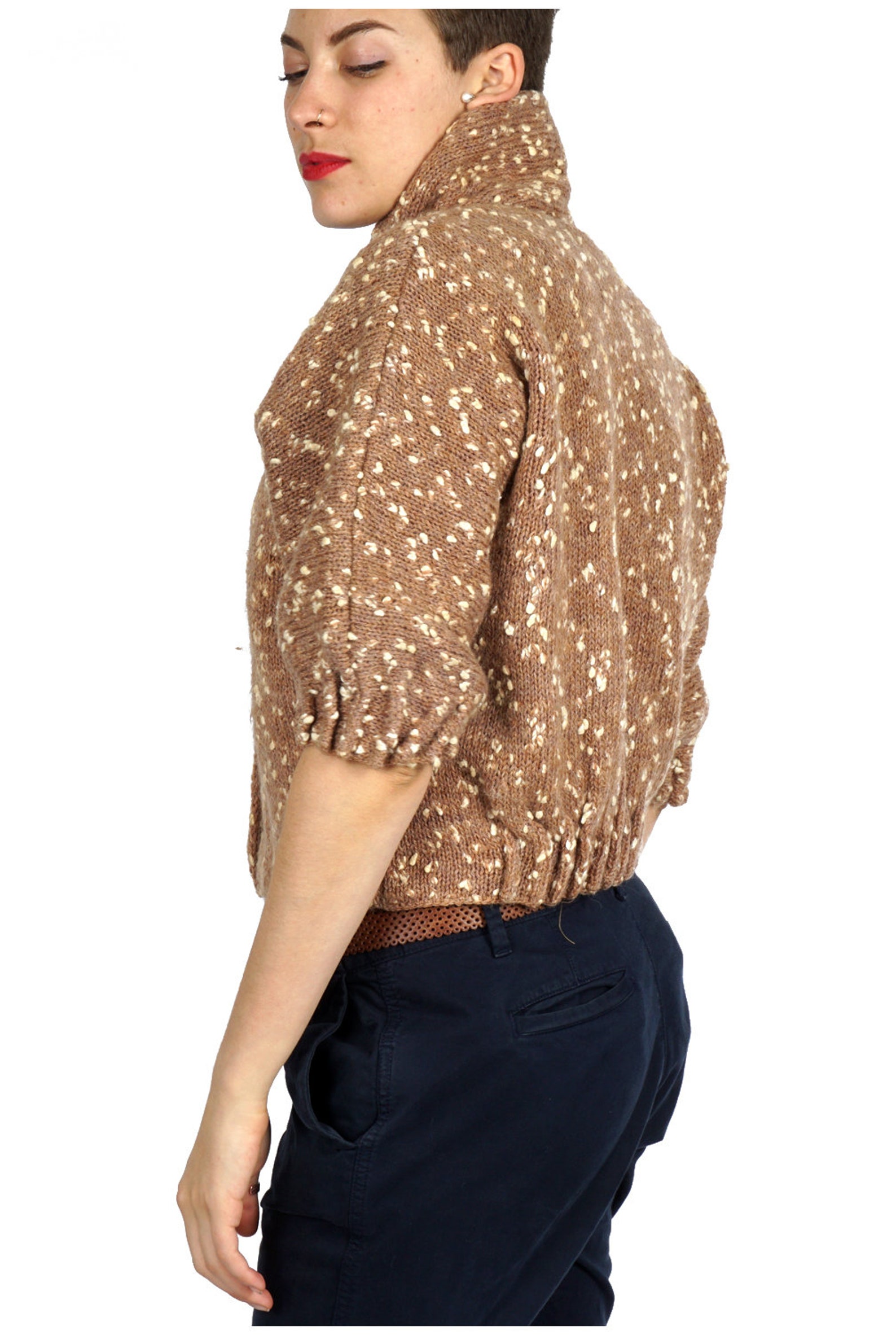 Vintage 1960s Nubby Textured Hand-knit Wool Brown & Cream | Etsy