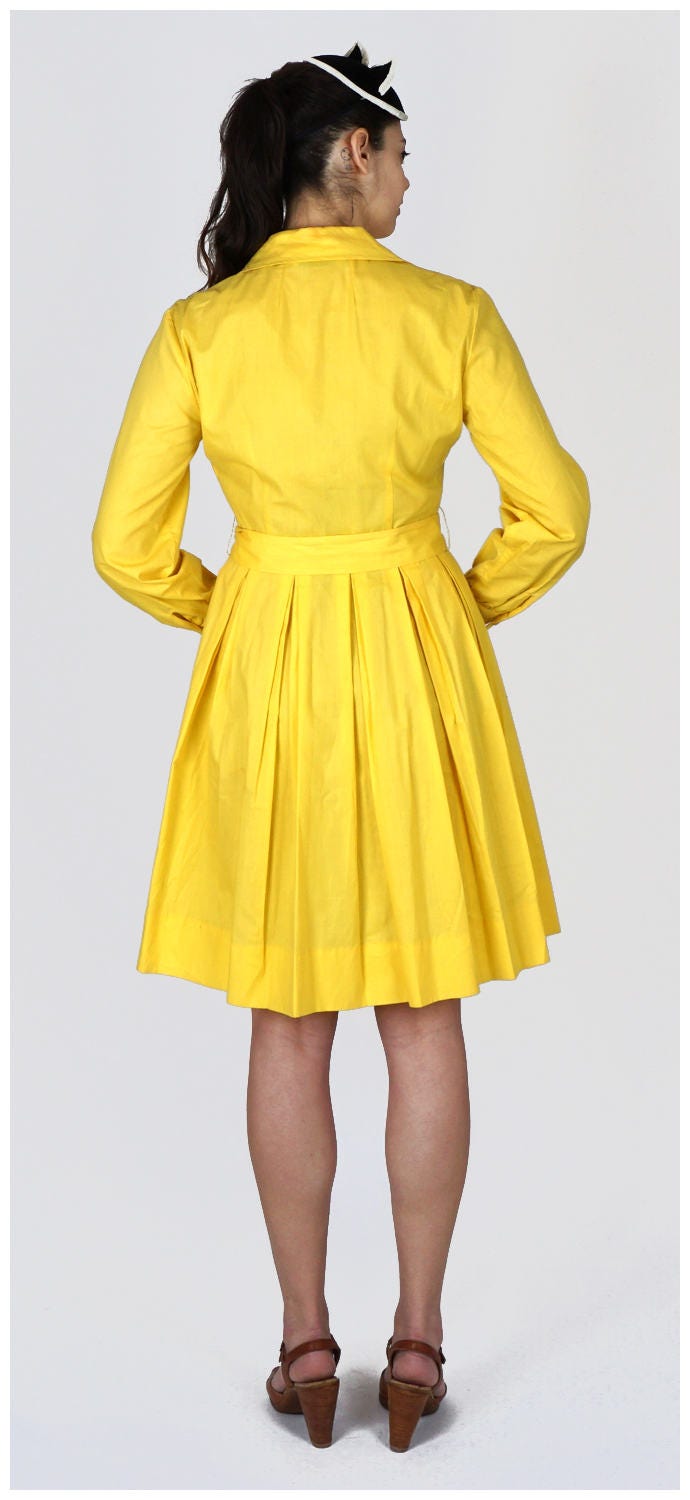 Vintage 50's/60's Bright Yellow Belted Shirt-waist Day Dress