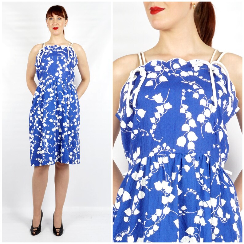 blue and white floral sundress