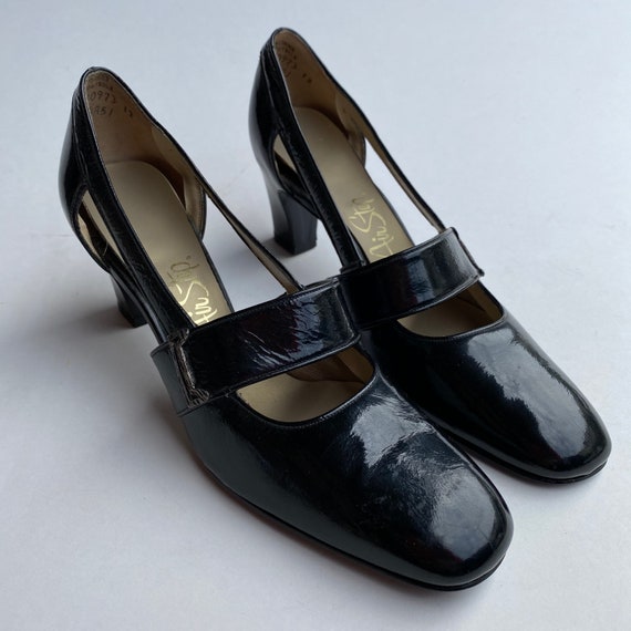 Sz. 7.5  | Deadstock Vintage 60s Black Patent Lea… - image 1