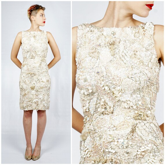 Incredible Vintage 1950s White Bombshell Sleeveles
