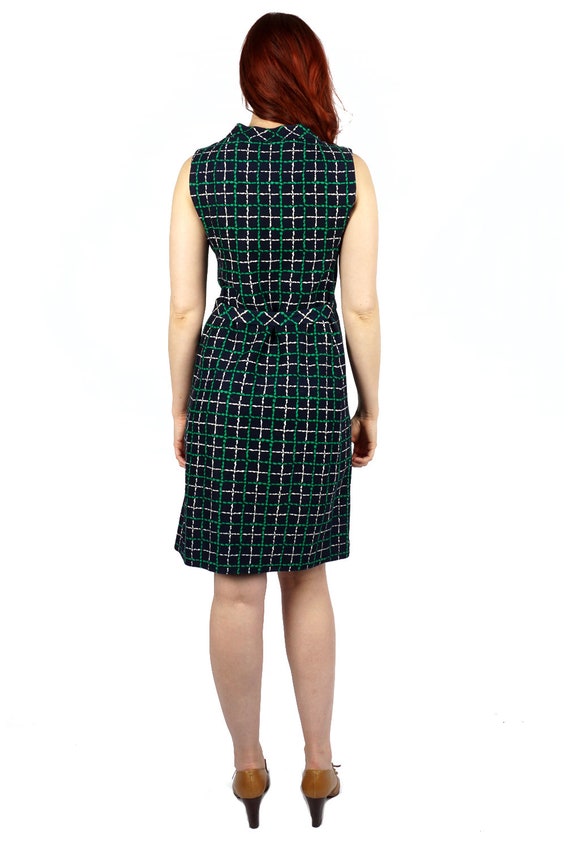 Vintage 1960s McMullen's Sleeveless Navy and Gree… - image 2