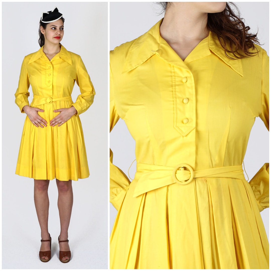 ♦︎1950s Vintage Style Yellow Shirt Dress il_1080xN.1170543834_du8p.jpg