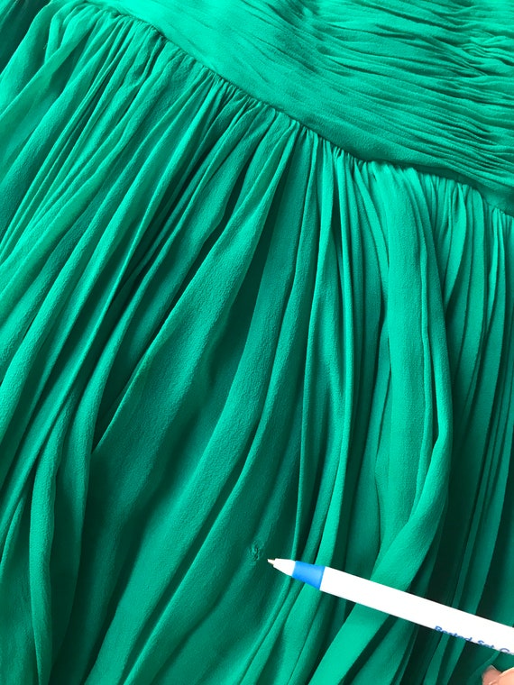 Elegant Vintage 50s Emerald Green Silk Chiffon Fl… - image 10