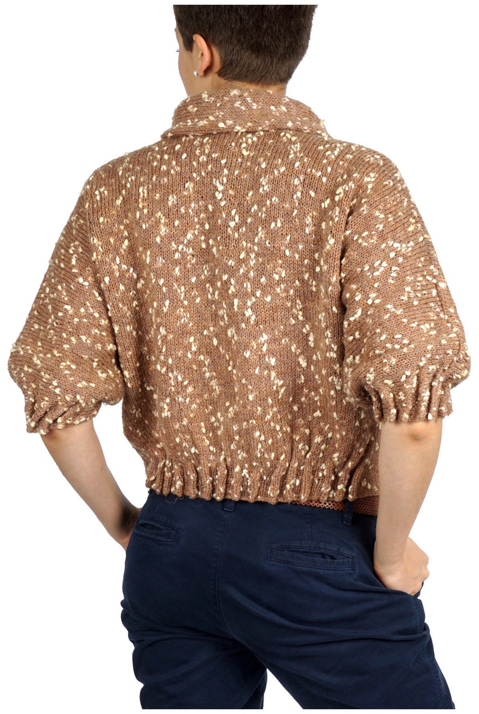 Vintage 1960s Nubby Textured Hand-knit Wool Brown & Cream | Etsy