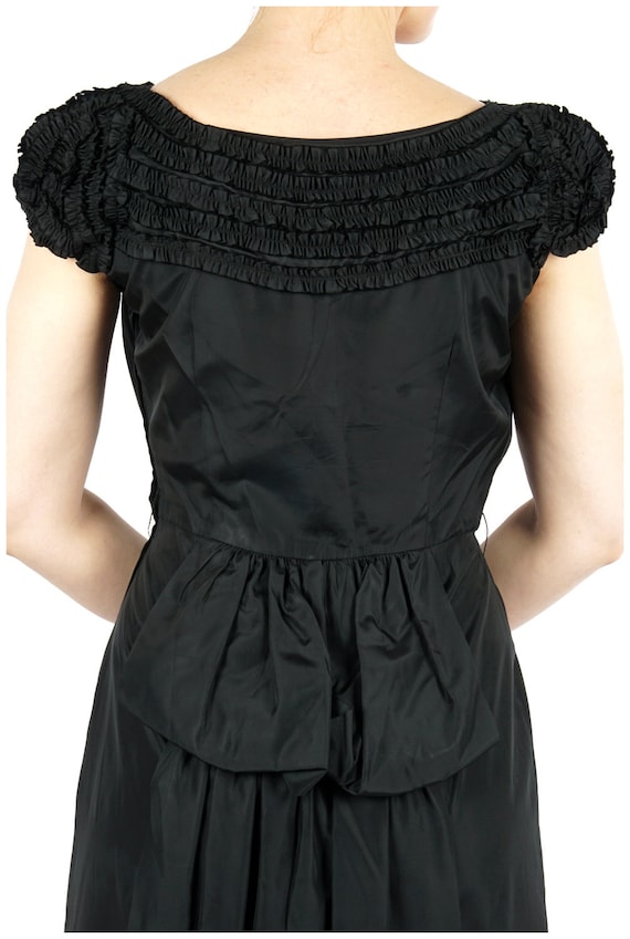Vintage 50's/60's Black Ruffled Evening Dress wit… - image 2