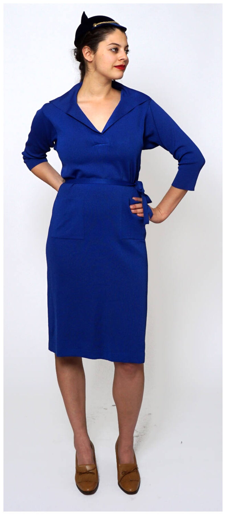 Vintage 1960s Royal Blue Knit Dress by Kimberly | Etsy