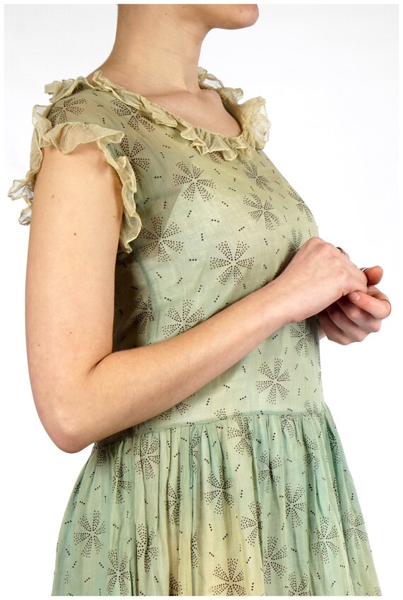 Vintage 1920s 20s Pastel Green Sheer Sleeveless C… - image 3