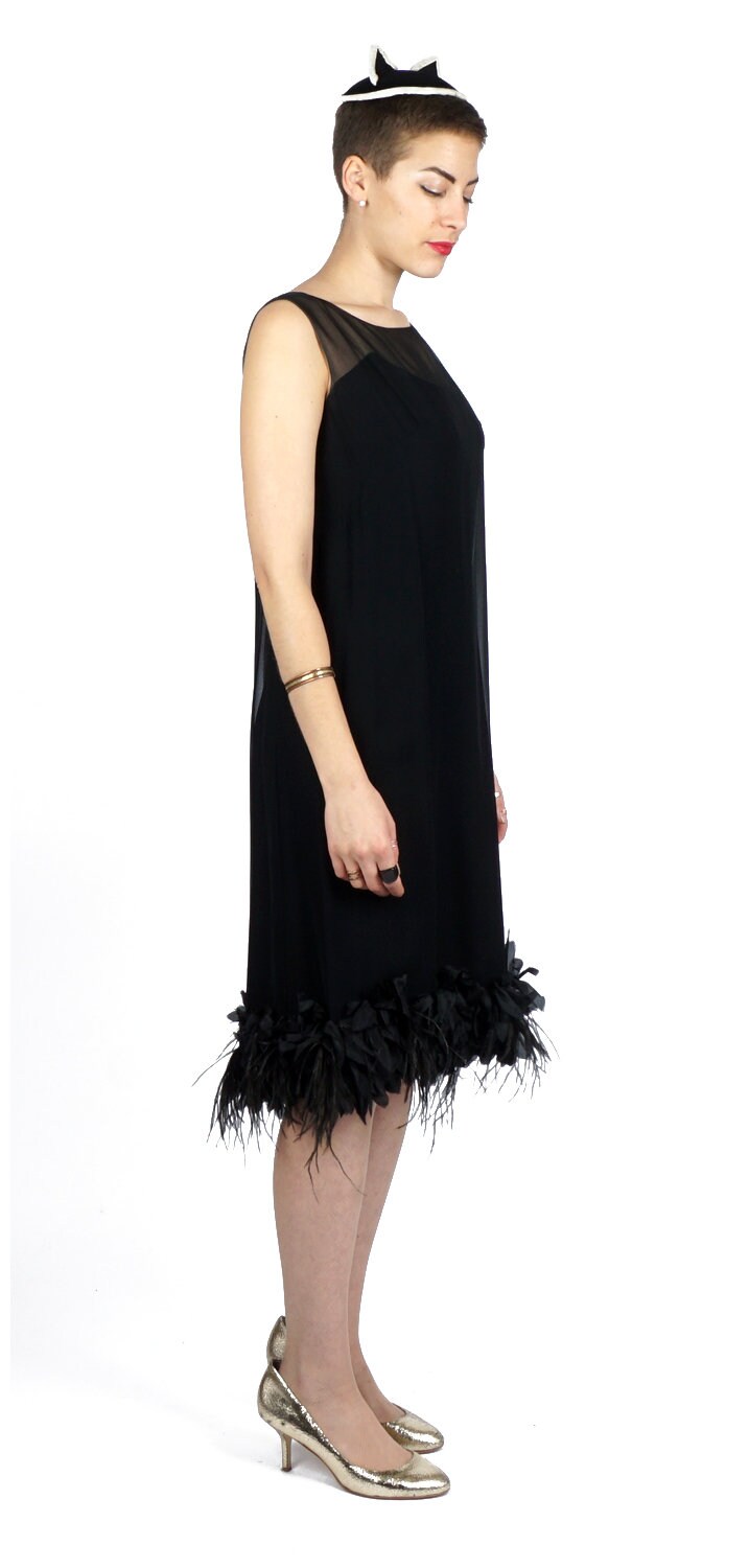 Classic Vintage 1960s LBD Black Shift Dress With Illusion Classic Vintage 1960s LBD Black Shift Dress With Illusion