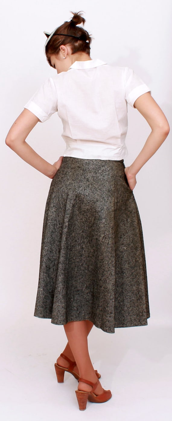 Vintage 1950s High Waisted Dark Gray Felted Wool … - image 5