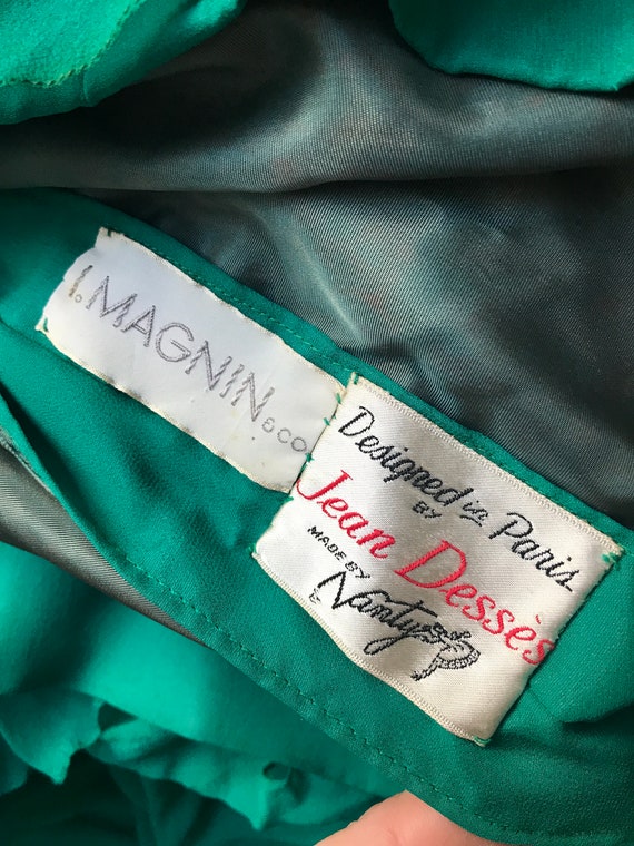 Elegant Vintage 50s Emerald Green Silk Chiffon Fl… - image 6