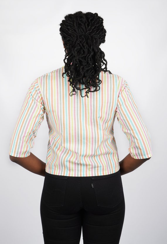 Vintage 1960s Colorful Striped Button-up Shirt by… - image 3