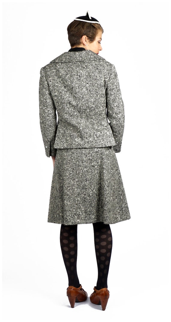 Gorgeous Vintage 1960s Black & White Tweed Dress … - image 5