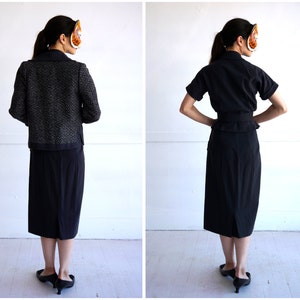 1950s/60s Three-Piece Skirt Suit in Dark Gray with Tweed Jacket by Natalie Green Small image 5