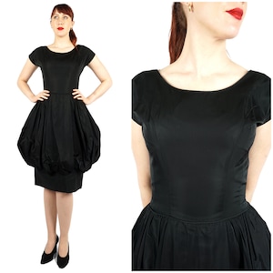 Vintage 1960s Black Bubble Skirt Party Dress | Small/Medium