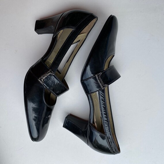 Sz. 7.5  | Deadstock Vintage 60s Black Patent Lea… - image 3