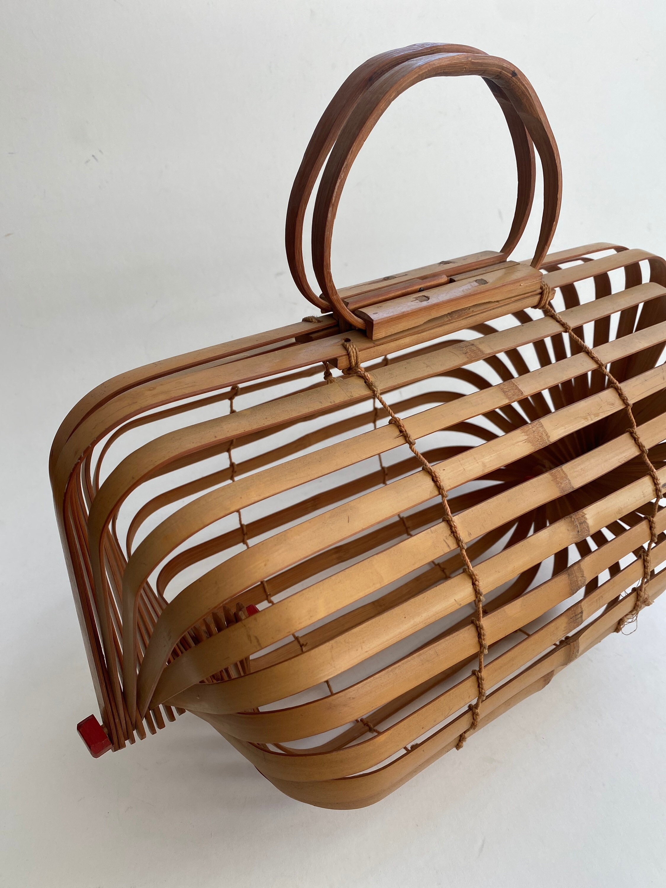 Vintage 1960s Bamboo Collapsible Basket Cage Purse - Etsy