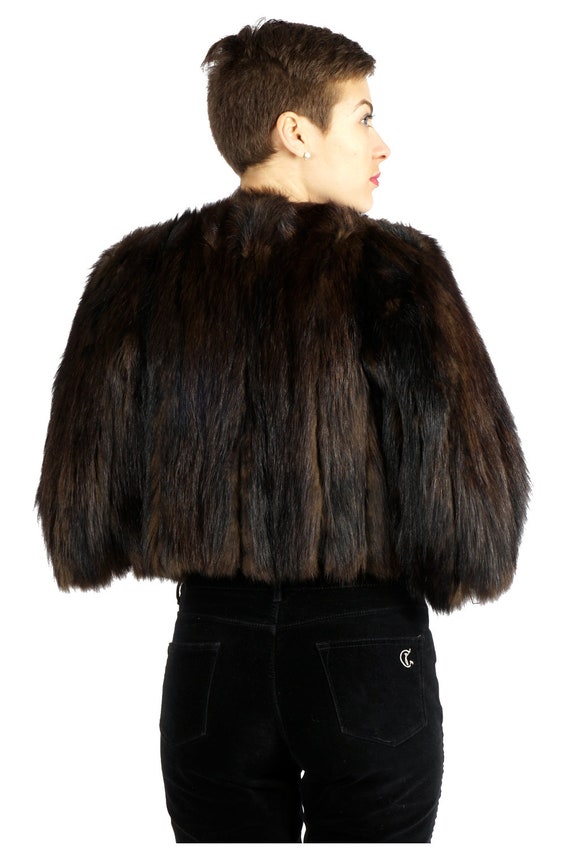 Vintage 1930s Cropped 3/4 Sleeve Brown Fur Jacket… - image 9