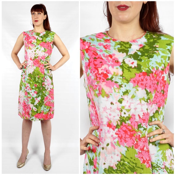 Vibrant Vintage 1960s Pink, Green and Blue Spring… - image 1